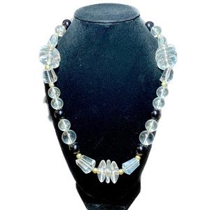 Vintage 30 inch Black and White Chunky Acrylic Necklace